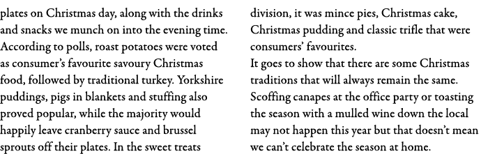 plates on Christmas day, along with the drinks and snacks we munch on into the evening time  According to polls, roas   