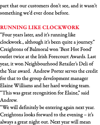 part that our customers don t see, and it wasn t something we d ever done before   Running like Clockwork  Four years   