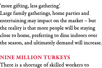  more gifting, less gathering   Large family gatherings, home parties and entertaining may impact on the market   but   
