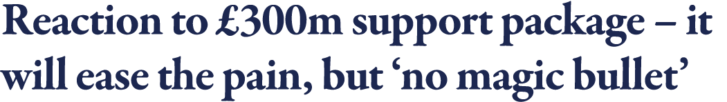 Reaction to  300m support package   it will ease the pain, but  no magic bullet 