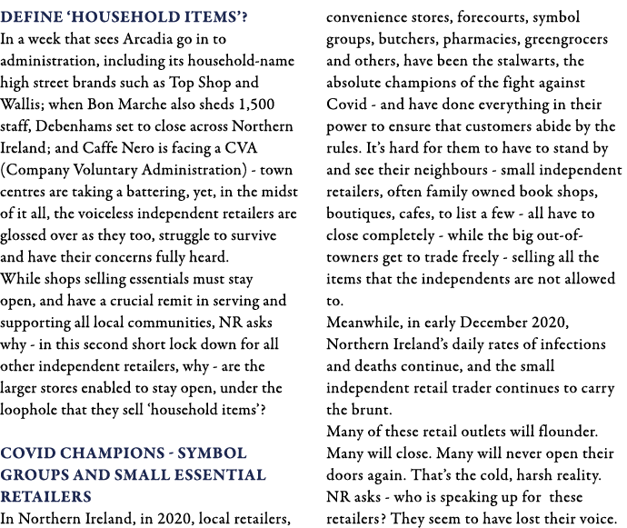 Define  household items   In a week that sees Arcadia go in to administration, including its household-name high stre   
