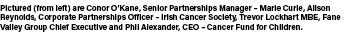 Pictured (from left) are Conor O’Kane, Senior Partnerships Manager – Marie Curie, Alison Reynolds, Corporate Partners...