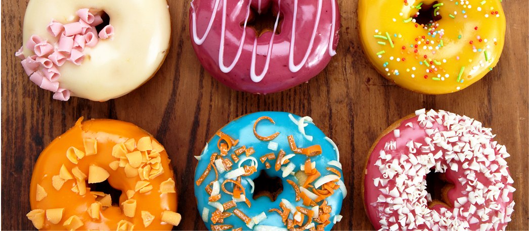 various baked donuts, sweet food