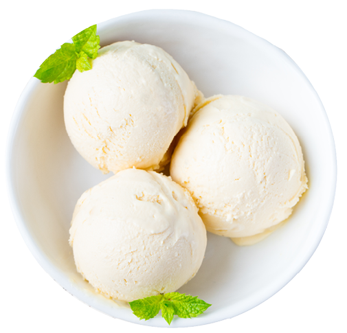 Vanilla Ice Cream with Mint in bowl Homemade Organic product Top view