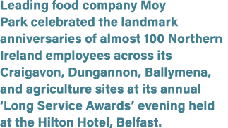 Leading food company Moy Park celebrated the landmark anniversaries of almost 100 Northern Ireland employees across i...