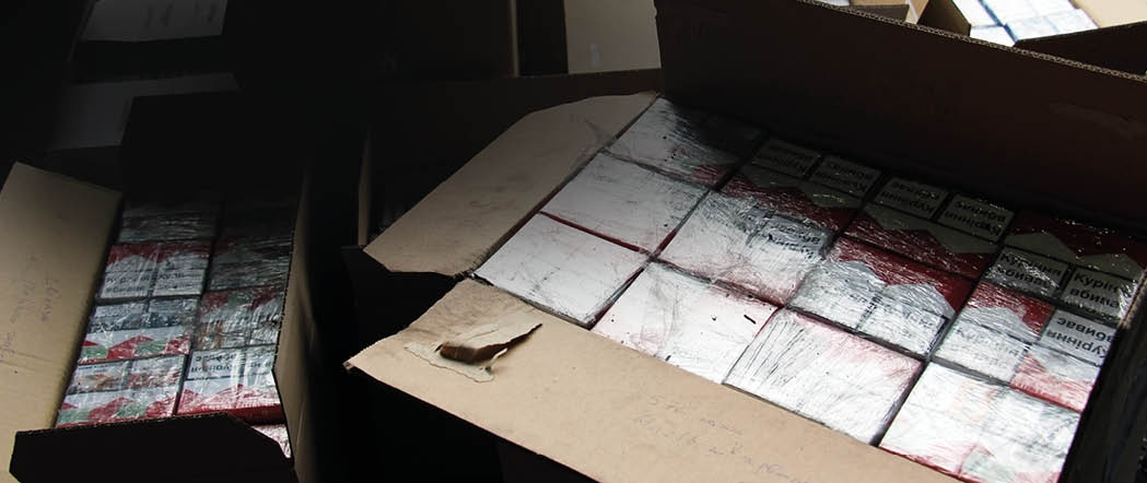 SHEGINI, UKRAINE - MARCH, 2017: Smuggled cigarettes disguised as peat briquettes were found in a truck heading through the “Shegini-Medyka" checkpoint from Ukraine to Poland, 80 kilometers of Lviv