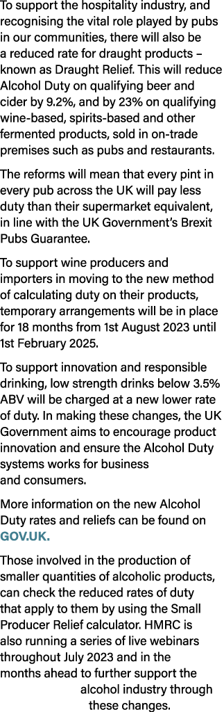 To support the hospitality industry, and recognising the vital role played by pubs in our communities, there will als...