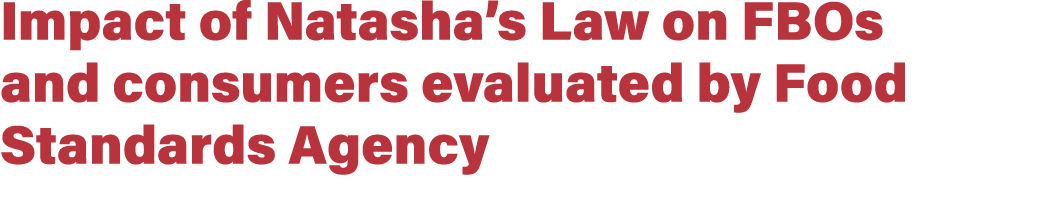 Impact of Natasha’s Law on FBOs and consumers evaluated by Food Standards Agency 