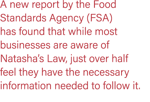 A new report by the Food Standards Agency (FSA) has found that while most businesses are aware of Natasha’s Law, just...