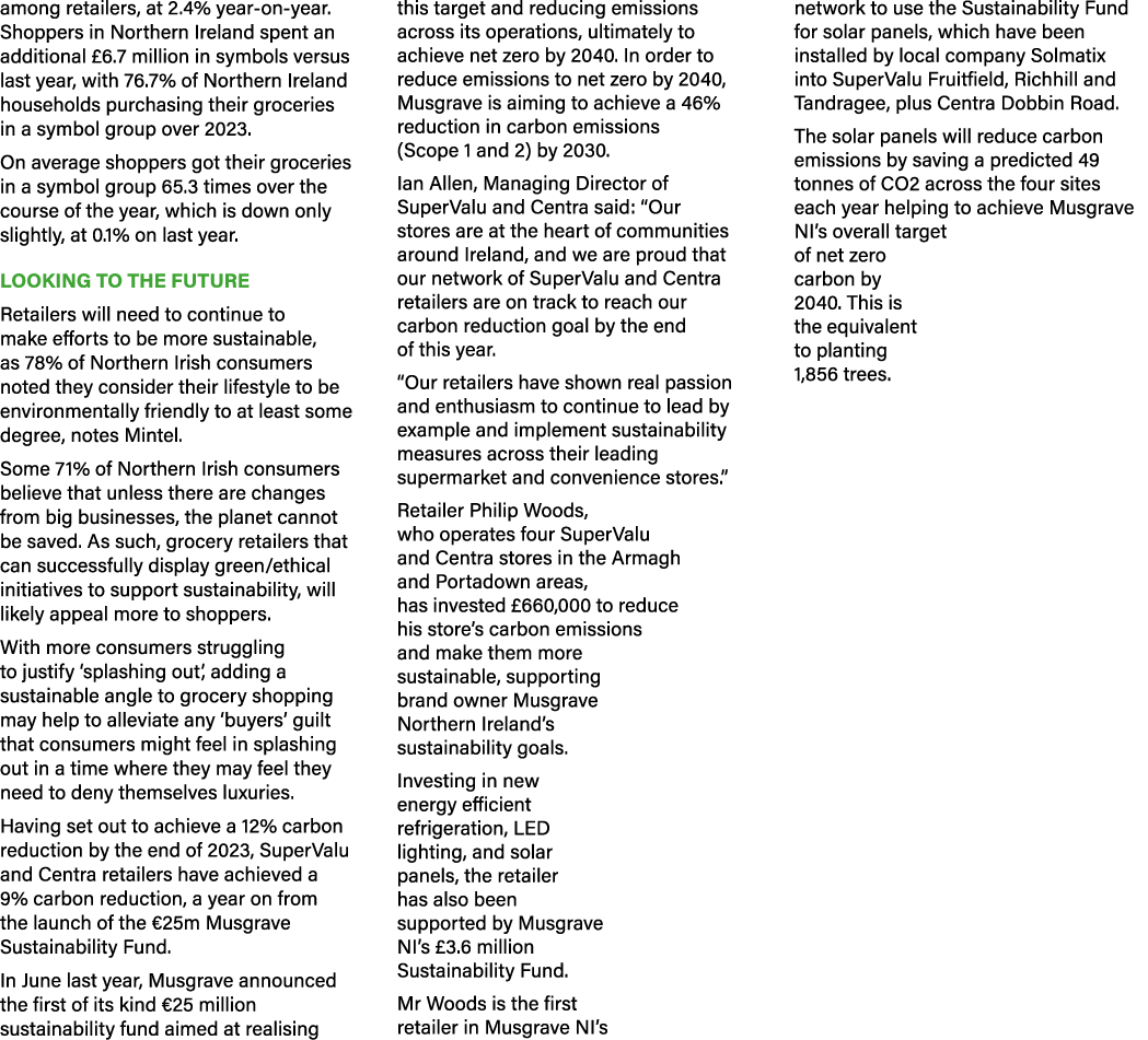among retailers, at 2.4% year on year. Shoppers in Northern Ireland spent an additional £6.7 million in symbols versu...