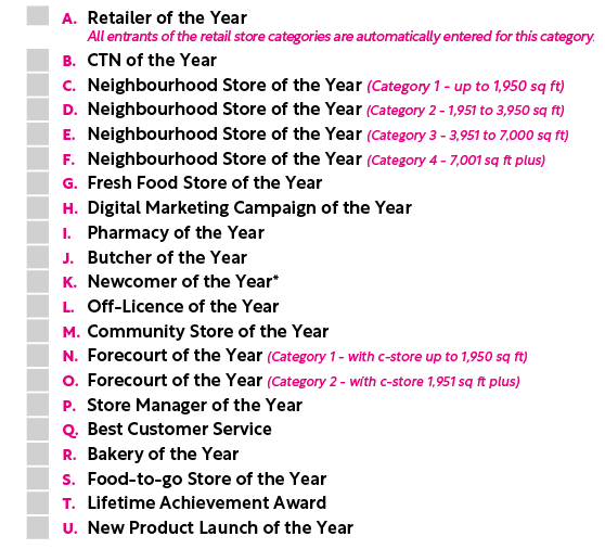 ,,Retailer of the Year All entrants of the retail store categories are automatically entered for this category.,,,,CT...
