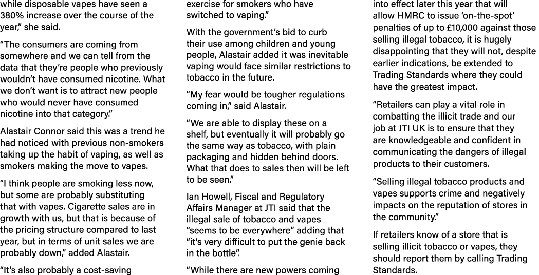while disposable vapes have seen a 380% increase over the course of the year,” she said. “The consumers are coming fr...