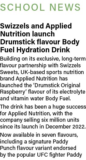 SCHOOL NEWS Swizzels and Applied Nutrition launch Drumstick flavour Body Fuel Hydration Drink Building on its exclusi...