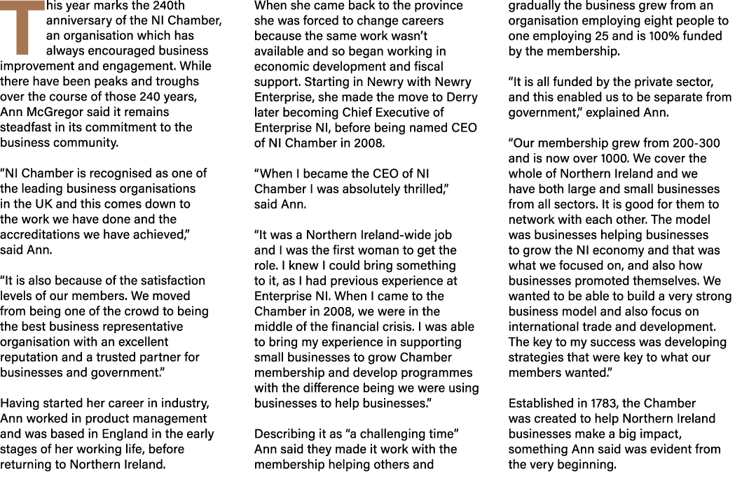 This year marks the 240th anniversary of the NI Chamber, an organisation which has always encouraged business improve...