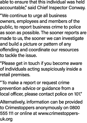 able to ensure that this individual was held accountable,” said Chief Inspector Conway. “We continue to urge all busi...