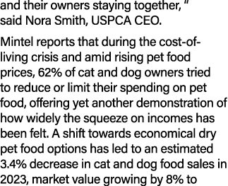 and their owners staying together, “ said Nora Smith, USPCA CEO. Mintel reports that during the cost of living crisis...