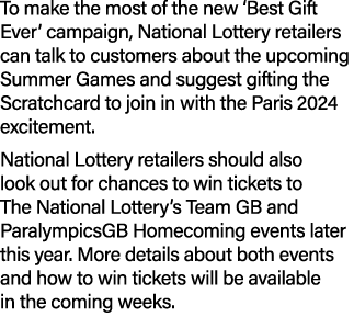 To make the most of the new ‘Best Gift Ever’ campaign, National Lottery retailers can talk to customers about the upc...