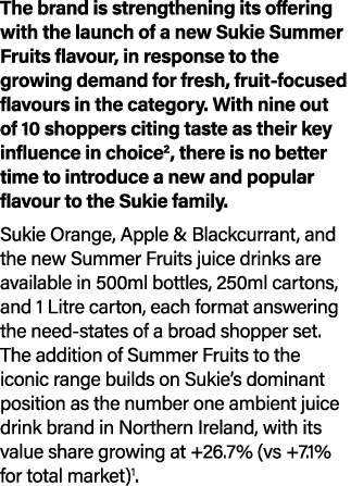 The brand is strengthening its offering with the launch of a new Sukie Summer Fruits flavour, in response to the grow...