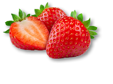 Strawberries isolated. Strawberry whole and a half on white background. Strawberry slice. With clipping path. Full depth of field.