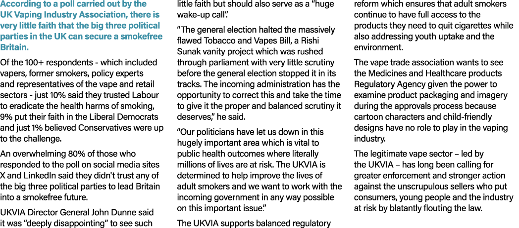 According to a poll carried out by the UK Vaping Industry Association, there is very little faith that the big three ...
