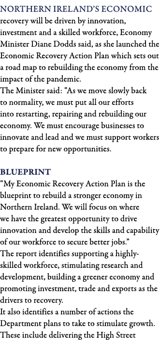 Northern Ireland s economic recovery will be driven by innovation, investment and a skilled workforce, Economy Minist   