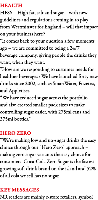 Health HFSS   High fat, salt and sugar   with new guidelines and regulations coming in to play from Westminster for E   