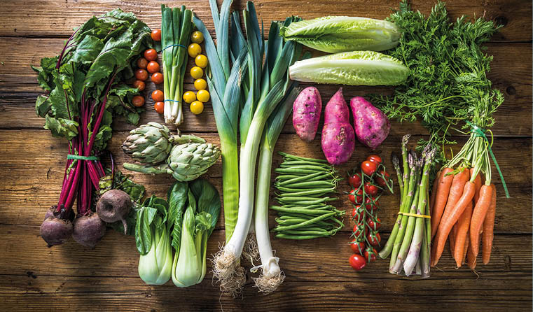 Local market fresh vegetable, garden produce, clean eating and dieting concept