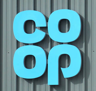 United kingdom-17th September,2020  Co-op shopping center exterior  British local supermarket logo sign 