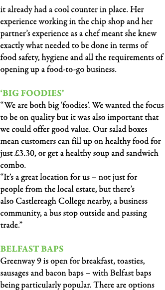 it already had a cool counter in place  Her experience working in the chip shop and her partner s experience as a che   