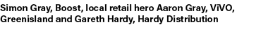 Simon Gray, Boost, local retail hero Aaron Gray, ViVO, Greenisland and Gareth Hardy, Hardy Distribution