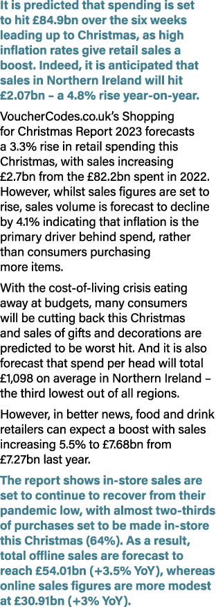 It is predicted that spending is set to hit £84.9bn over the six weeks leading up to Christmas, as high inflation rat...