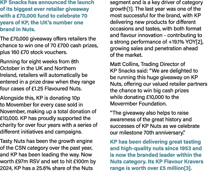 KP Snacks has announced the launch of its biggest ever retailer giveaway with a £70,000 fund to celebrate 70 years of...