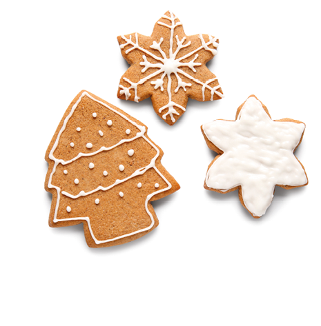 Tasty gingerbread cookies isolated on white background