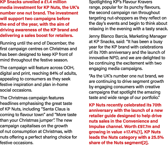 KP Snacks unveiled a £1.4 million media investment for KP Nuts, the UK’s number one nut brand. The investment will su...