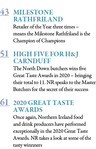  43 MILESTONE RATHFRILAND Retailer of the Year three times   means the Milestone Rathfriland is the Champion of Champ   