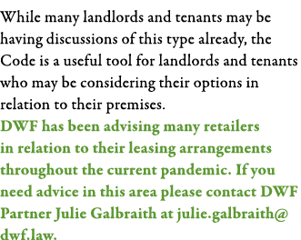 While many landlords and tenants may be having discussions of this type already, the Code is a useful tool for landlo   