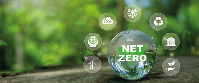 Net zero icon and carbon neutral concept.Net Zero Emissions Goals Weather neutral long-term strategy.Green background.