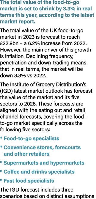 The total value of the food to go market is set to shrink by 3.3% in real terms this year, according to the latest ma...