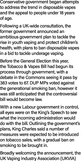 Conservative government began attempts to address the trend in disposable vapes and the appeal to people under 18 yea...
