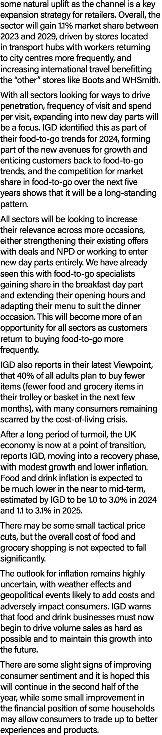 some natural uplift as the channel is a key expansion strategy for retailers. Overall, the sector will gain 1.1% mark...