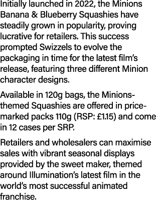 Initially launched in 2022, the Minions Banana & Blueberry Squashies have steadily grown in popularity, proving lucra...