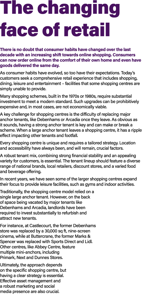 The changing face of retail There is no doubt that consumer habits have changed over the last decade with an increasi...