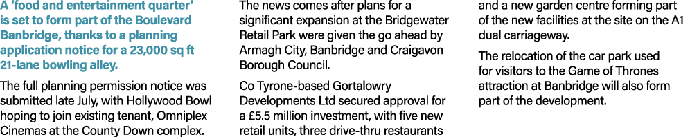 A ‘food and entertainment quarter’ is set to form part of the Boulevard Banbridge, thanks to a planning application n...