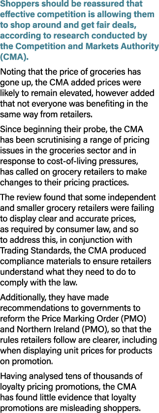 Shoppers should be reassured that effective competition is allowing them to shop around and get fair deals, according...