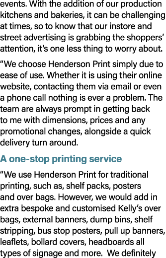 events. With the addition of our production kitchens and bakeries, it can be challenging at times, so to know that ou...