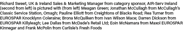 Richard Sweet, UK & Ireland Sales & Marketing Manager from category sponsor, AIR Serv Ireland (second from left) is p...