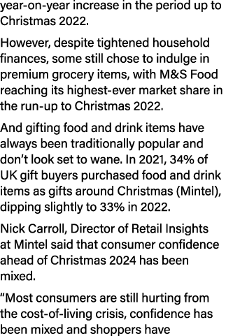 year on year increase in the period up to Christmas 2022. However, despite tightened household finances, some still c...
