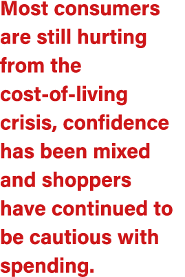 Most consumers are still hurting from the cost of living crisis, confidence has been mixed and shoppers have continue...