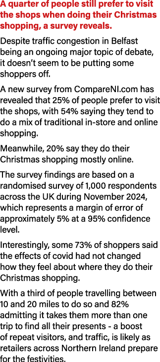 A quarter of people still prefer to visit the shops when doing their Christmas shopping, a survey reveals. Despite tr...