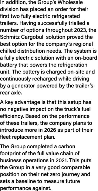 In addition, the Group’s Wholesale division has placed an order for their first two fully electric refrigerated trail...